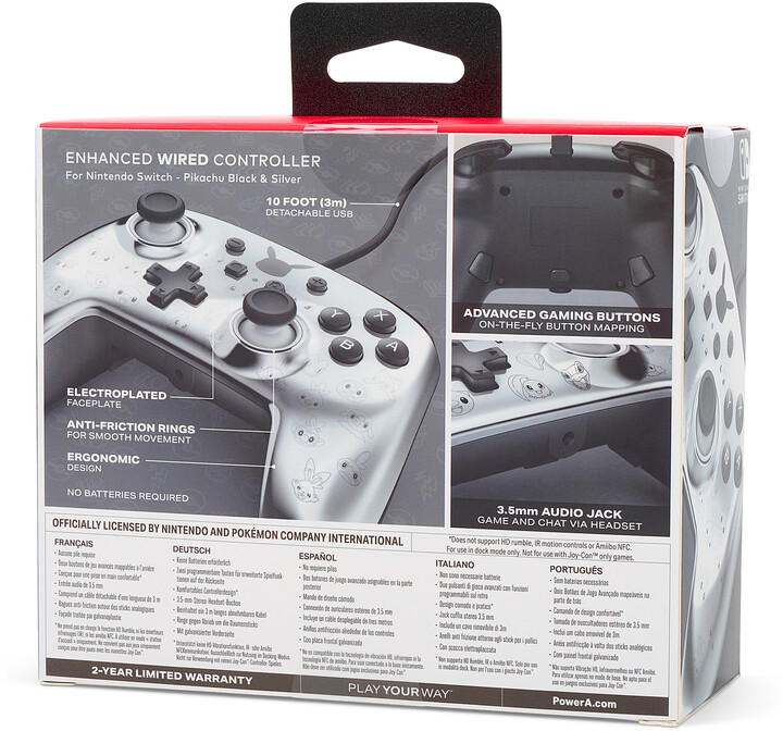 PowerA Enhanced Wired Controller, Pikachu Black &amp; Silver (SWITCH)_587019724