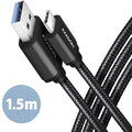 AXAGON kabel USB-A - USB-C SPEED USB3.2 Gen 1, 3A, opletený, 1.5m, černá