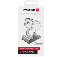 SWISSTEN hliníkový stojánek pro Apple Watch, stříbrná