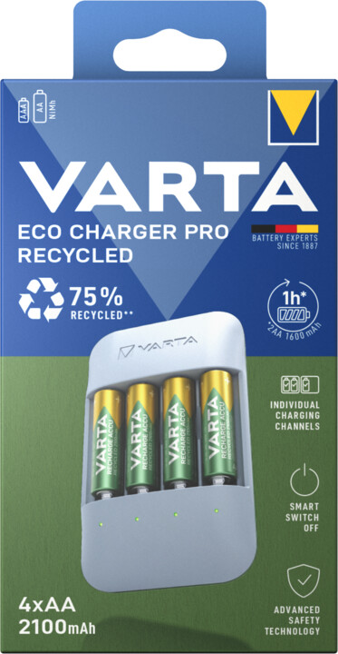 VARTA nabíječka Eco Charger Pro Recycled, včetně 4xAA 2100 mAh Recycled_1955215789