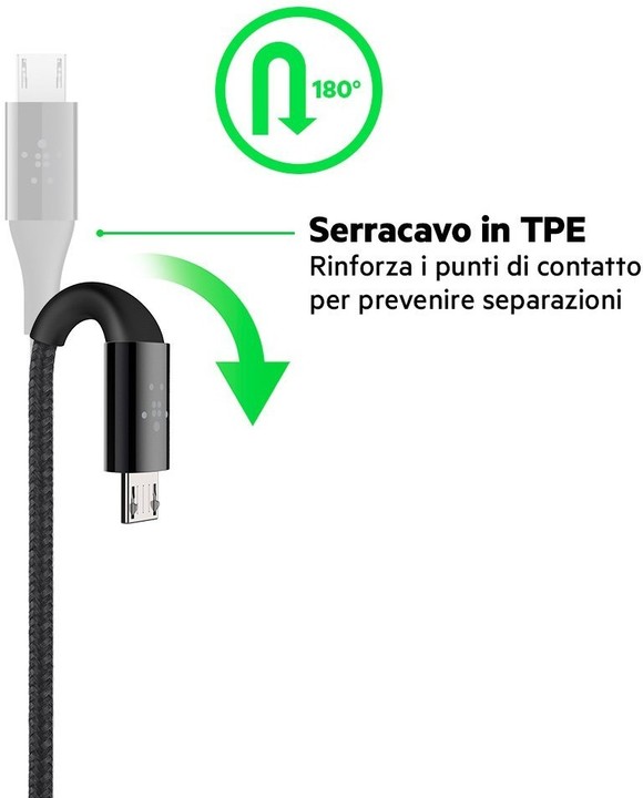 Belkin kabel Premium Kevlar USB-A 2.0 /microUSB, 1,2m - stříbrný_152007382