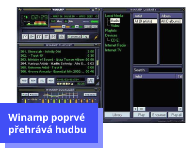 Winamp poprvé přehrává hudbu