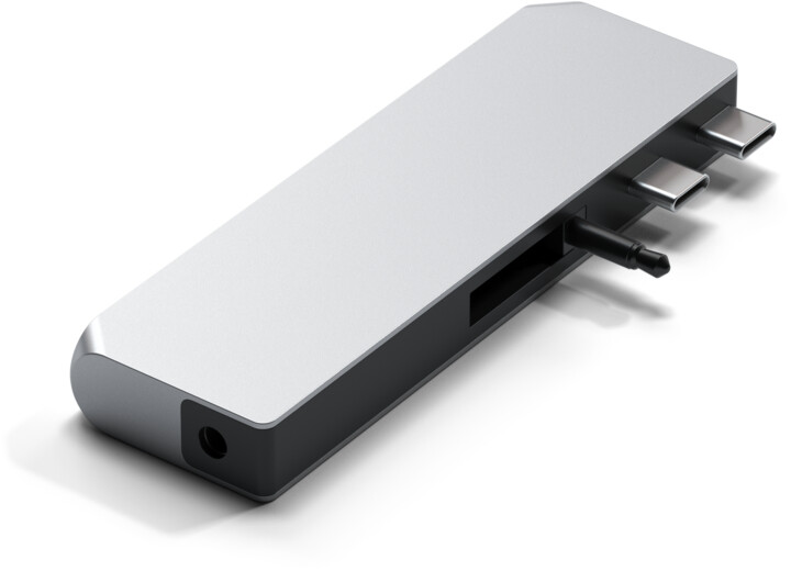 Satechi Aluminium Pro Hub Mini, USB4 96W, 6K@60Hz, 2x USB-A 3.0, Ethernet, USB-C, Audio, stříbrná_2030879175