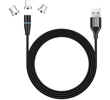 Colorway datový kabel 3v1 Lightning+MicroUSB+USB-C, magnetický, Quick Charge 3.0, 2.4A, 1m