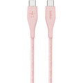 Belkin kabel DuraTek USB-C, M/M, opletený, s řemínekm, 1.2m, růžová_1611093195