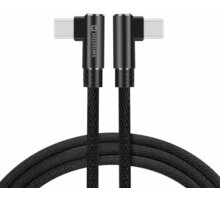 SWISSTEN datový kabel Arcade USB-C, M/M, 3A, zahnutý konektor 90°, opletený, 1.2m, černá