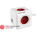 PowerCube EXTENDED USB prodlužovací přívod 1,5m - 4 zásuvka, červená_1031608993