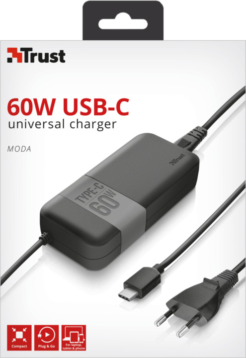 Trust univerzální napájecí adaptér 60W USB-C_507101026