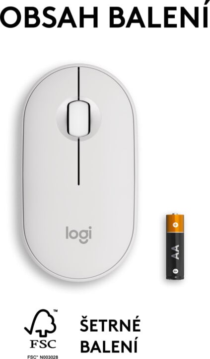 Logitech Pebble Mouse 2 M350s, bílá_308078383