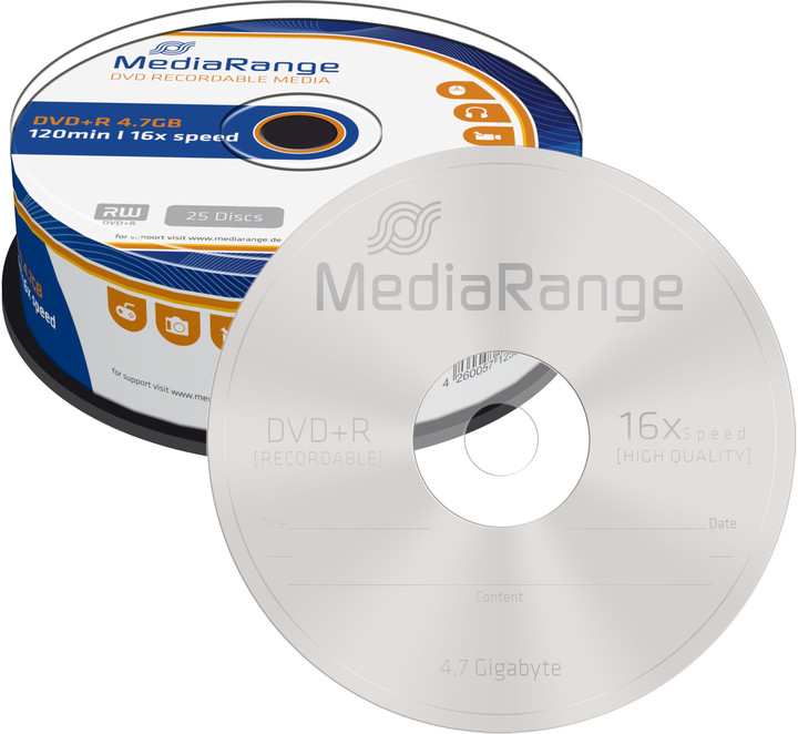MediaRange DVD+R 4,7GB 16x, Spindle 25ks_190717325