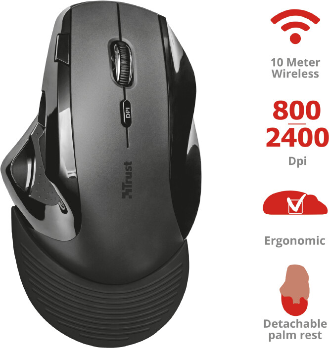 Trust Vergo Wireless Ergonomic Comfort, černá_81032846