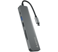 EPICO Resolve hliníkový HUB 6v1, 2x USB-A, USB-C, HDMI 8K, microSD/SD, šedá_797622827