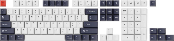 Keychron vyměnitelné klávesy, PBT, OEM, full set, bluish black white, US_797337305