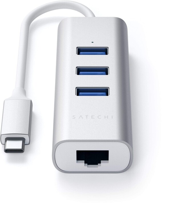 Satechi Type-C 2v1 3 Port USB 30 HUB Ethernet, stříbrná_1862722147