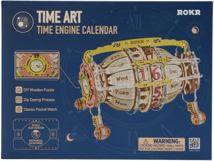 Stavebnice RoboTime Kalendář s hodinkami, dřevěná_1933682152