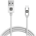 MAX MUC2100S kabel micro USB 2.0 opletený, 1m, stříbrná