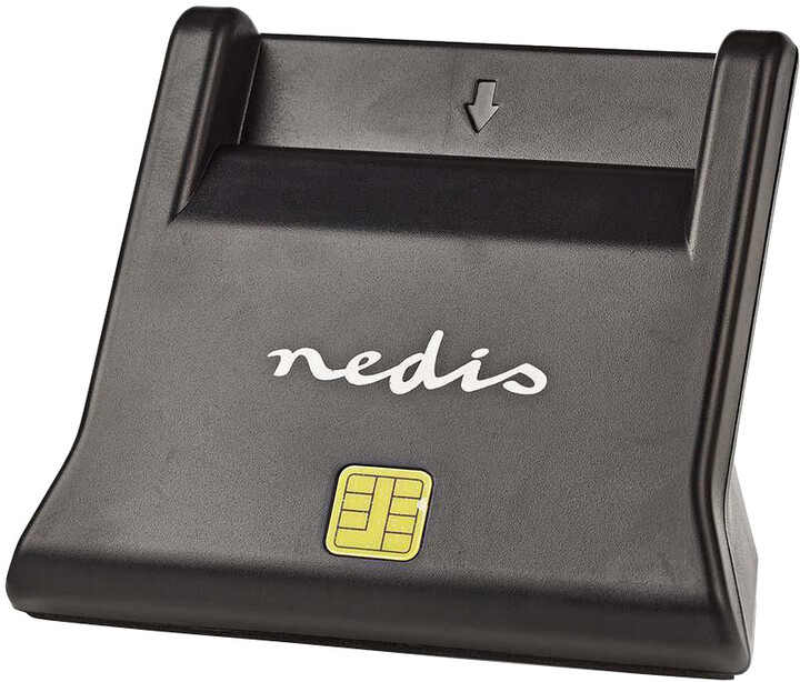 Nedis čtečka čipových karet, USB, Smart Card ID-1, standardní biometrické čipy, USB 2.0, černá_1089326796