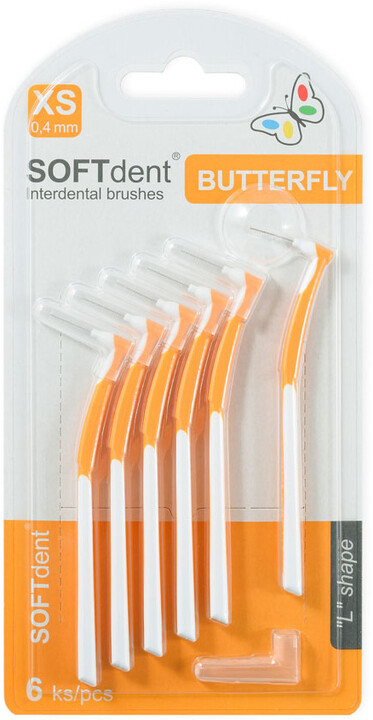Mezizubní kartáček SOFTdent® Butterfly, zahnutý, XS - 0,4 mm, 6 ks_124183808