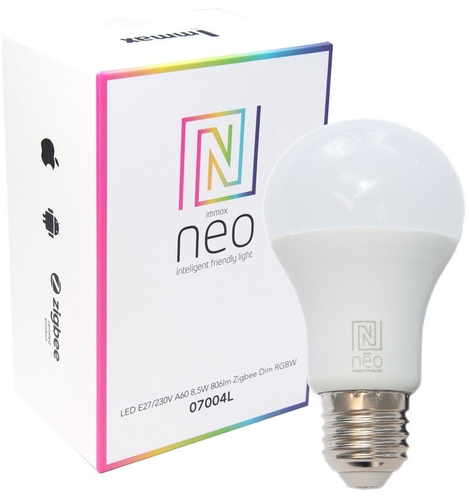 IMMAX NEO LITE Smart žárovka LED E27 10W RGB+CCT barevná a bílá, stmívatelná, WiFi_522265100