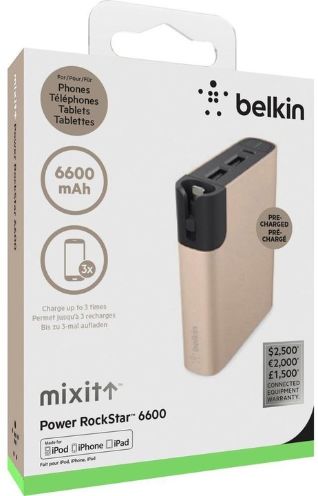 Belkin Power Pack 6000 mAh - MicroUSB, Lightning - Gold_1805930823