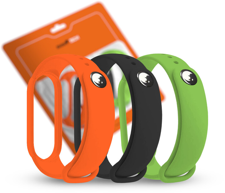 RhinoTech řemínek pro Xiaomi Mi Band 7 (3-pack), černá, oranžová, zelená_1619957223