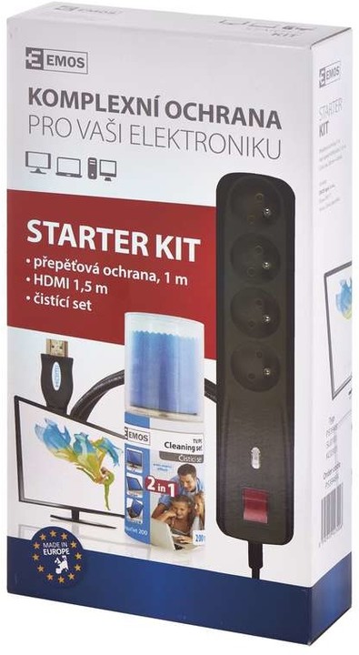 Emos Starter Kit (přepěťová ochrana, HDMI kabel, čistíčí prostředek)_1511398329