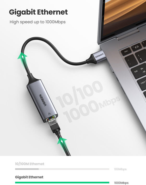 UGREEN ethernet adaptér, USB 3.0, 10/100/1000Mbps, 10cm_189888977