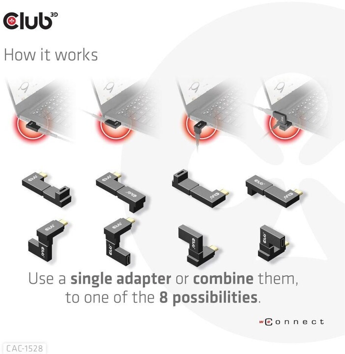Club3D set adapterů USB-C Gen2, 4K@120Hz (M/F), 2ks_39339704