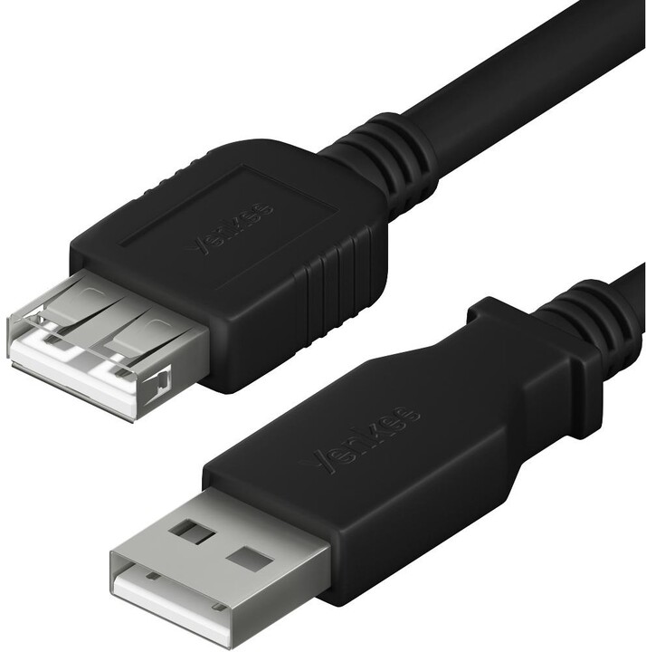 YENKEE kabel YCU 014 BK USB-A - USB-A M/F, prodlužovací, USB 2.0, 1.5m, černá_275597892