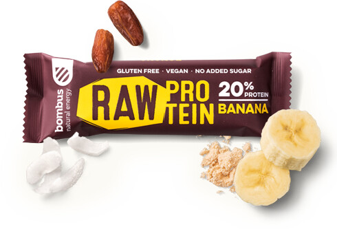 Bombus Raw protein, tyčinka, banán, 50g