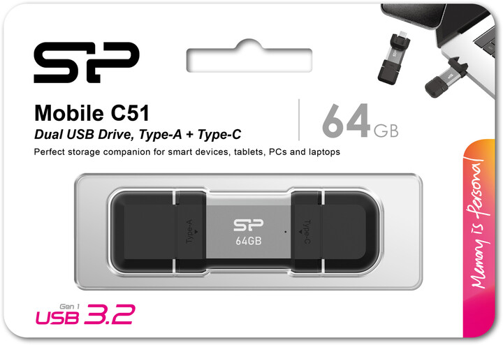 Silicon Power Mobile C51 - 64GB, USB 3.2 Gen 1, USB-C/USB-A_70744522