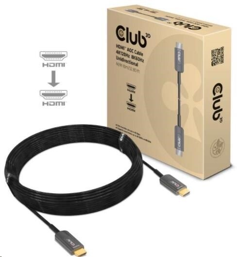 Club3D kabel HDMI AOC, M/M, 4K@120Hz, 8K@60Hz, High Speed, 10m, černá
