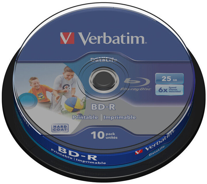 Verbatim BD-R, 6x HTL, 25GB, printable, 10 ks, spindle