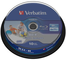 Verbatim BD-R, 6x HTL, 25GB, printable, 10 ks, spindle 43804