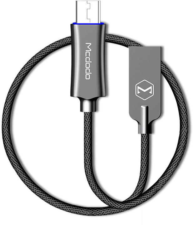 Mcdodo Knight rychlonabíjecí datový kabel microUSB s inteligentním vypnutím napájení, 1,5m, šedá_568538416