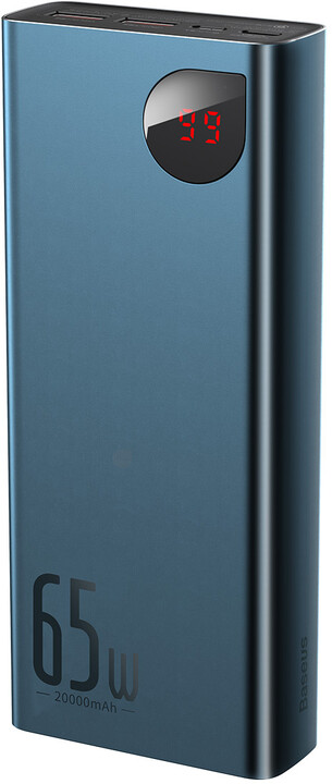Baseus powerbanka s digitálním displejem Adaman Metal QC + PD, 20000mAh, 65W, modrá +_30077787