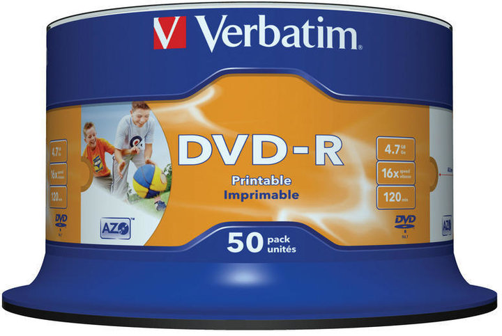 Verbatim DVD-R Printable (Inkjet) 16x 4,7GB spindl 50ks_2034964072