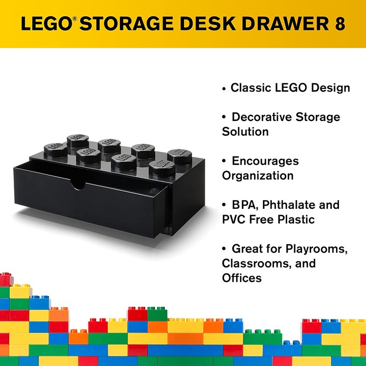 Stolní box LEGO, se zásuvkou, velký (8), černá
