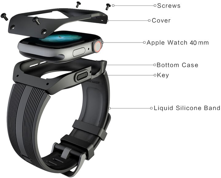 MAX silikonový řemínek MAS13 pro Apple Watch, 38/40mm, černá_1537299918