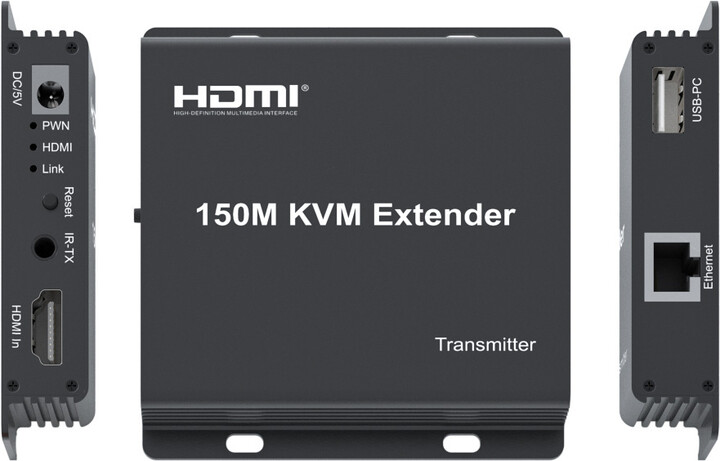 PremiumCord HDMI KVM extender na 150m přes jeden kabel Cat5e/Cat6, FULL HD 1080p_1192935726