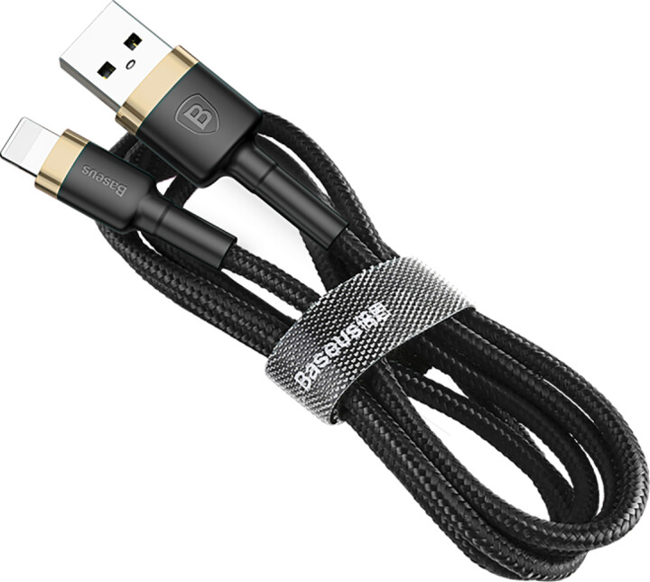 Baseus odolný nylonový kabel USB Lightning 2.4A 1M, zlatá + černá