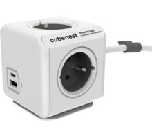 Cubenest PowerCube Extended prodlužovací přívod 1,5m, 4 zásuvky + USB A+C PD 20 W, šedá 6974699970828