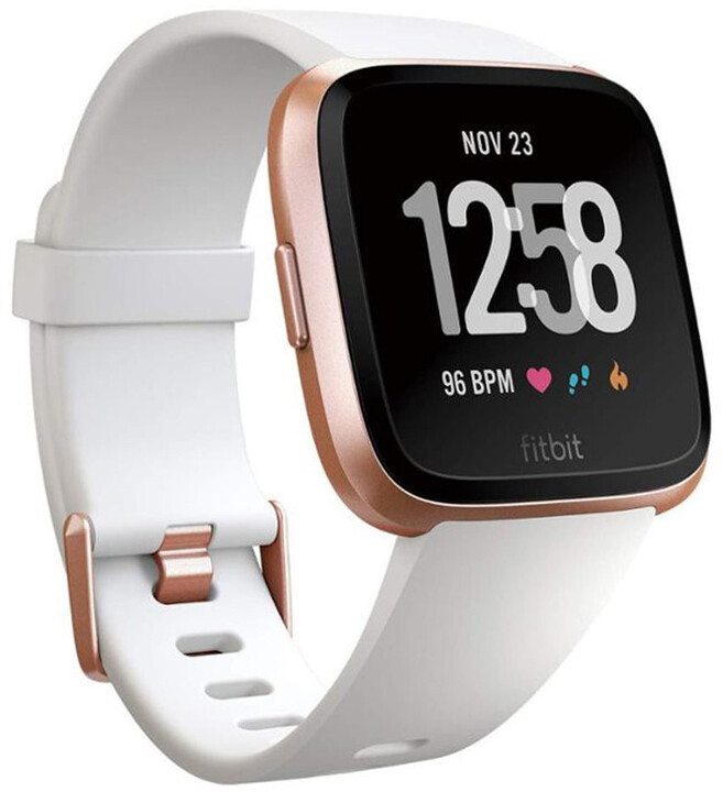 fitbit versa rose gold with white band
