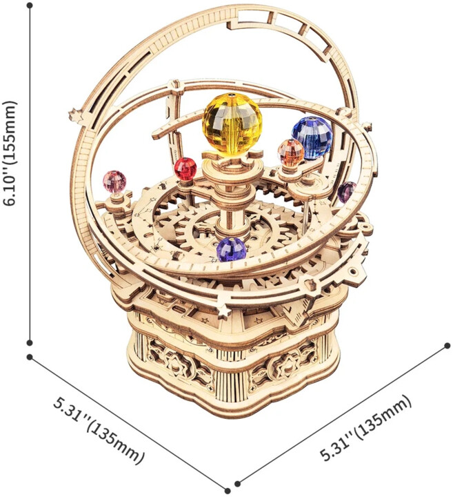 Stavebnice RoboTime Historický orloj, hrací skříňka, dřevěná