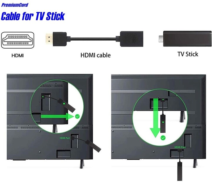 PremiumCord Flexi Adaptér HDMI pro ohebné zapojení kabelu do TV, 13cm