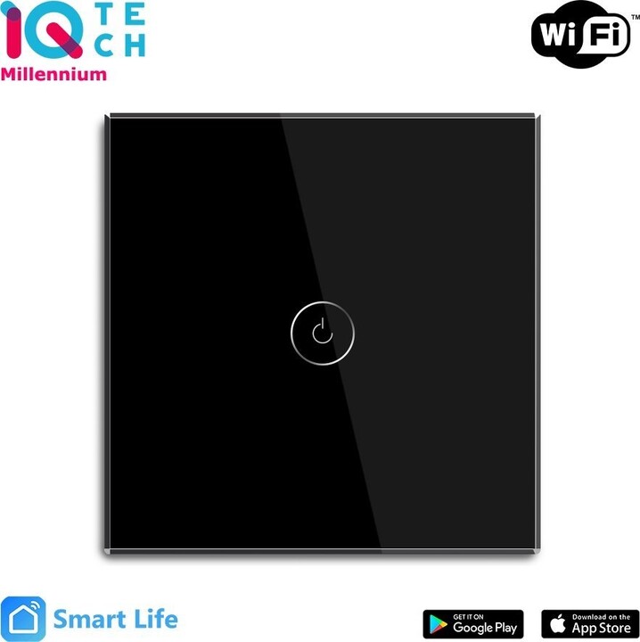 iQtech SmartLife chytrý vypínač 1x NoN, WiFI, Černá_431317608