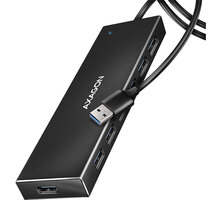AXAGON HUE-F7A, 7x USB 3.2 Gen 1, ALU FLAT CHARGING hub, micro USB, kabel USB-A 1m