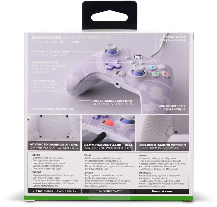 PowerA Enhanced Wired Controller, Lavender Swirl (PC, Xbox Series, Xbox ONE)_234314622