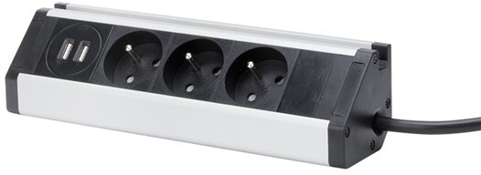 Solight prodlužovací přívod, 3 zásuvky + 2X USB, 1,5m, 3 x 1mm2, hliník, rohový design_1372667009