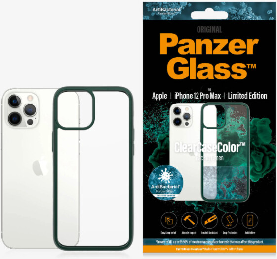 PanzerGlass ochranný kryt ClearCase pro iPhone 12 Pro Max, antibakteriální, zelená_1101336248